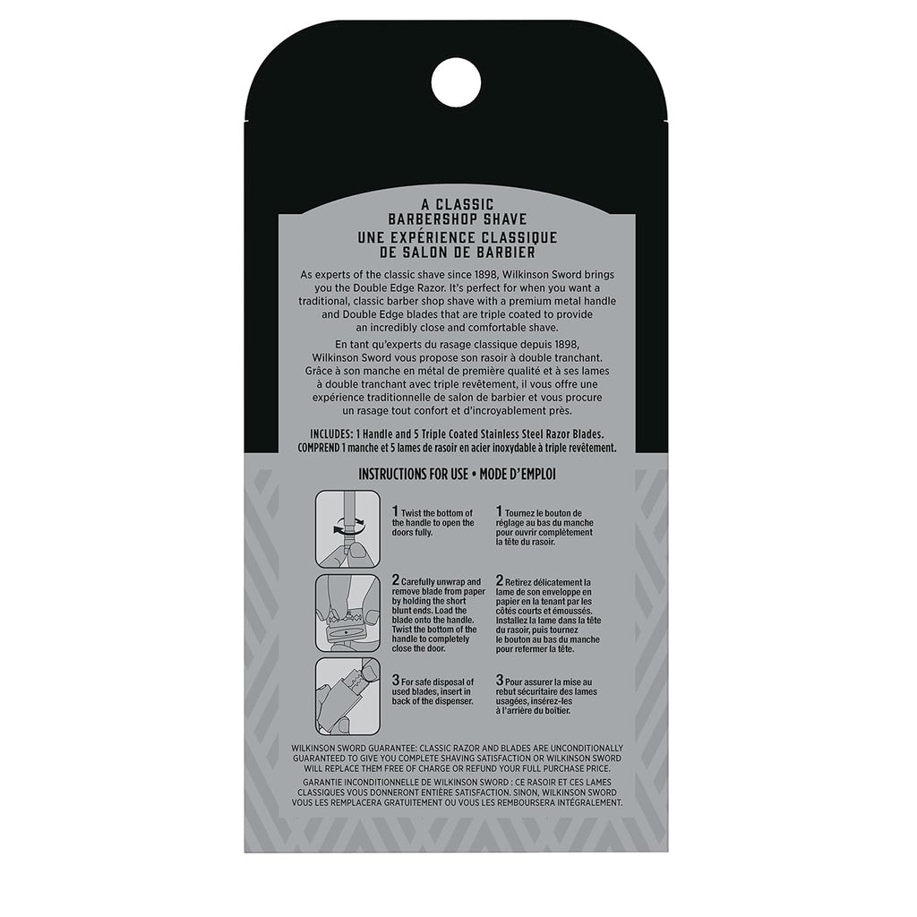 Double Edge Safety Razor, 1 Metal Handle & 5 Razor Blades