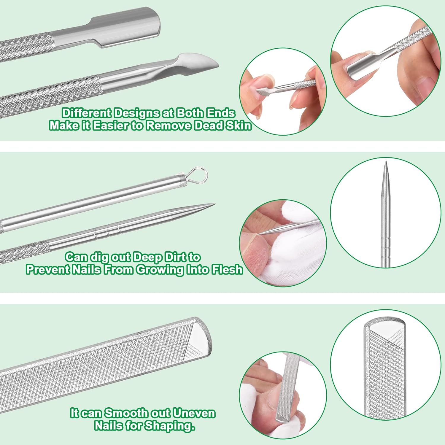 6-Pack Ingrown Toenail File and Lifters, Professional Surgical Stainless Steel Ingrown Toenail Removal Tool Kit