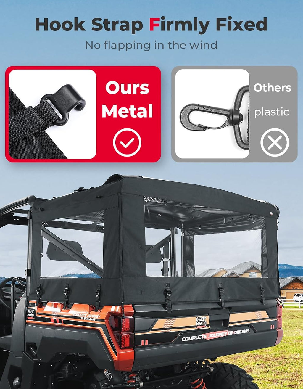 UTV Soft Cargo Camper Bed Cover Rack Compatible with Polaris Ranger 1000 / XP 1000 / Crew XP 1000/570 Full-Size