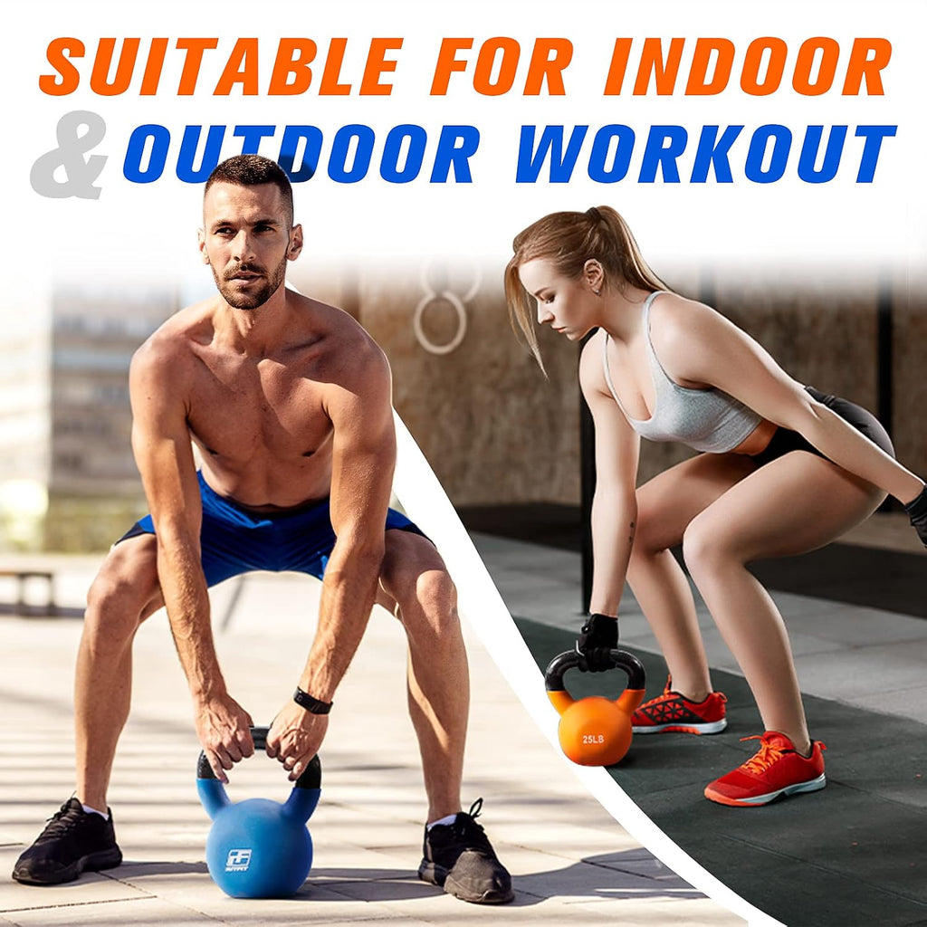 Neoprene Coated Kettlebell Weight Set, Solid Cast Iron
