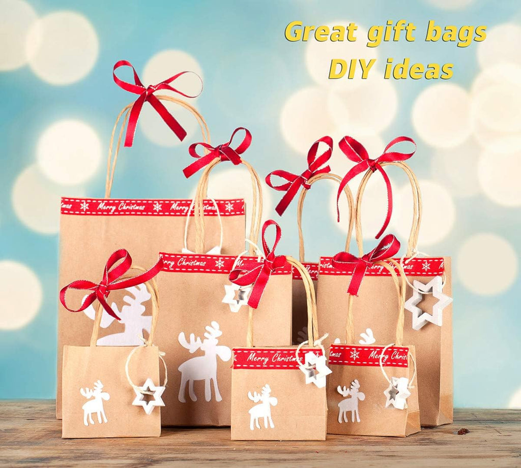 Kraft Paper Bags with Handles 10x5x13 Inch Brown 100 Pack Bulk