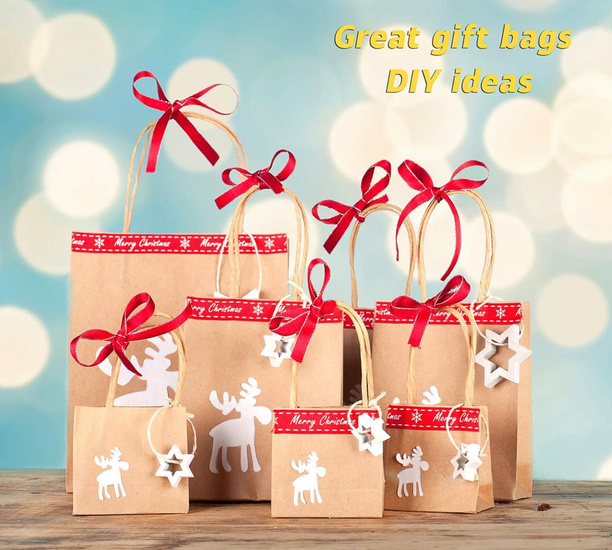Kraft Paper Bags with Handles 10x5x13 Inch Brown 100 Pack Bulk