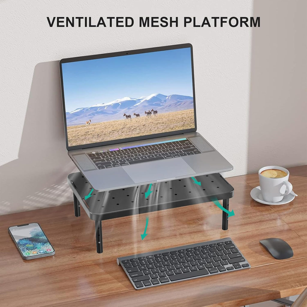 Computer Monitor Stand for Desk, Adjustable Laptop Riser, Desk Monitor Stand Underneath Storage for Office, School