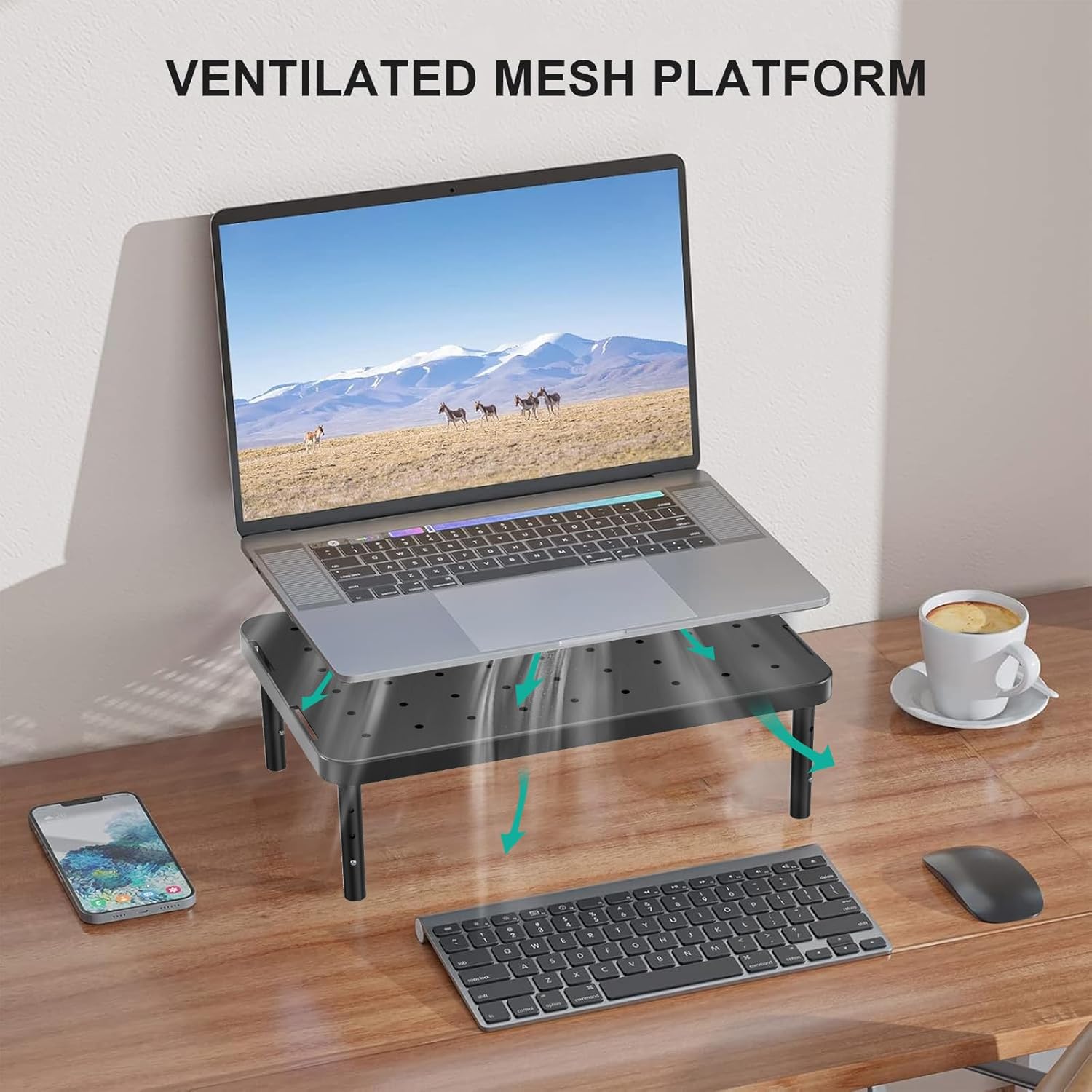 Computer Monitor Stand for Desk, Adjustable Laptop Riser, Desk Monitor Stand Underneath Storage for Office, School