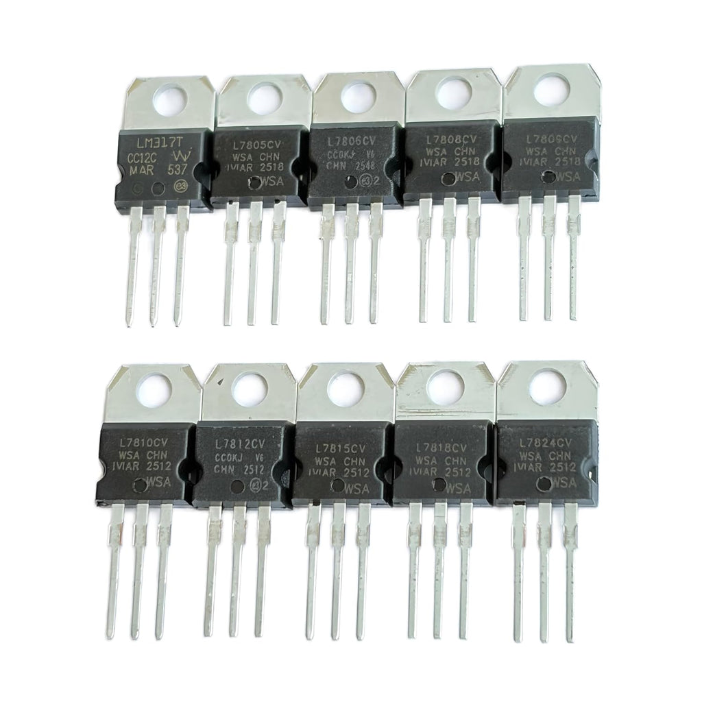 30 Pcs 10 Values Linear Voltage Regulator Kit, LM317 L7805‑L7824 to‑220