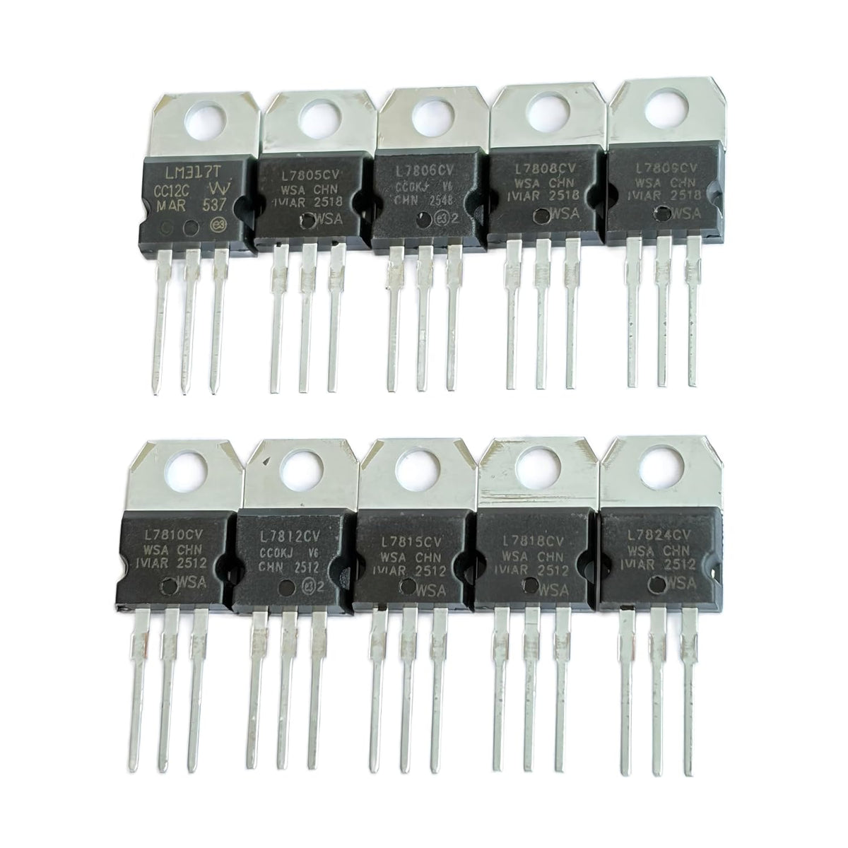 30 Pcs 10 Values Linear Voltage Regulator Kit, LM317 L7805‑L7824 to‑220