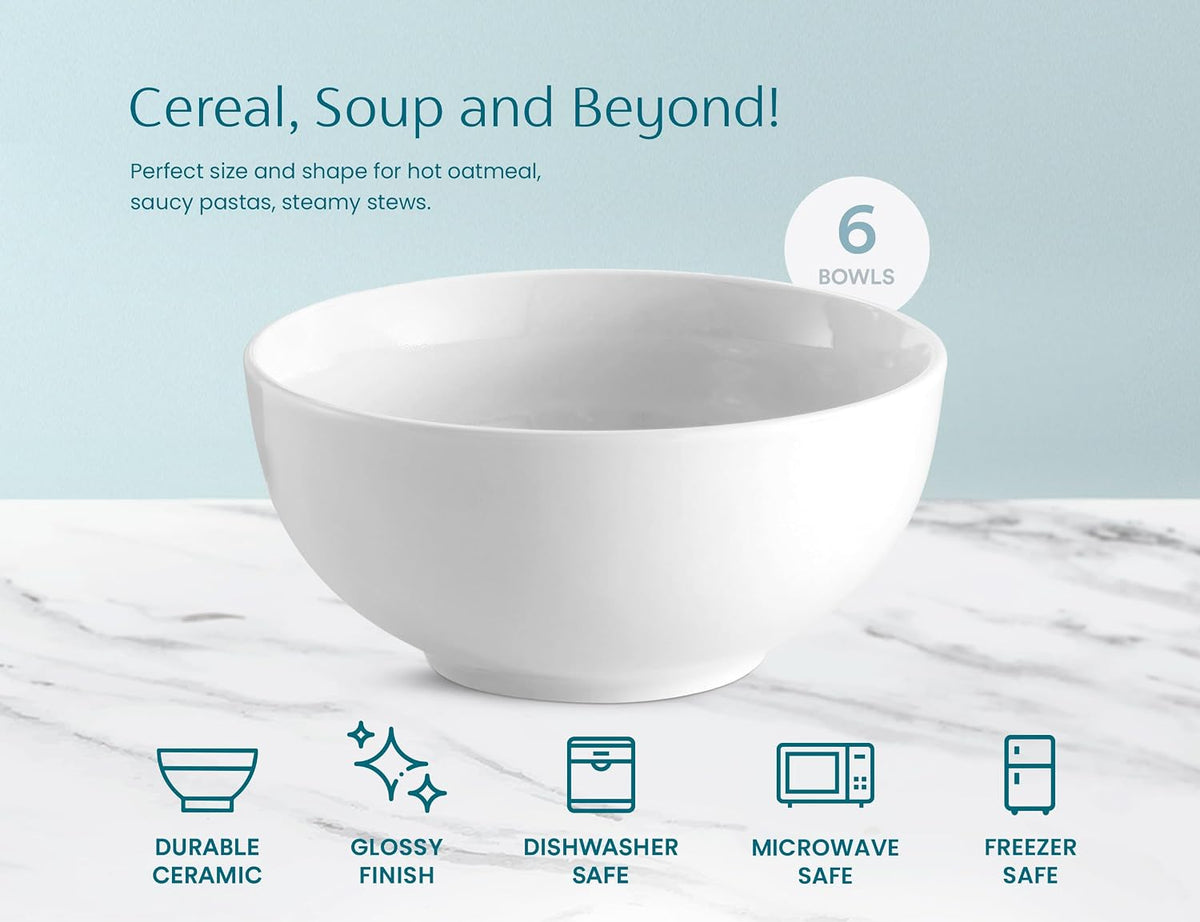Ceramic Soup bowls, Microwave, Dishwasher and Freezer Safe, Porcelain Dishes for Soup, Pasta, Salad, Oatmeal, Deep