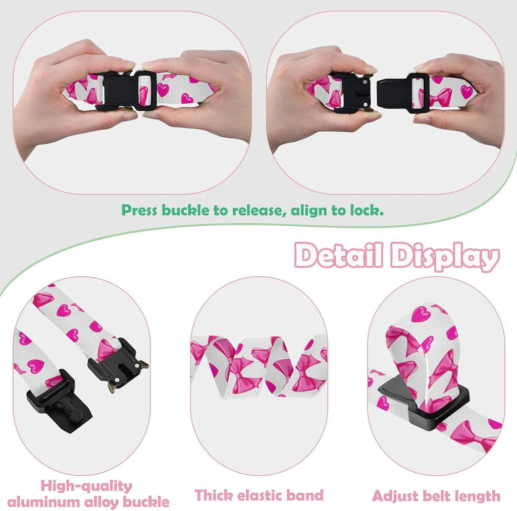 Bow Tie Adjustable Kids Elastic Belts, Girls Boys Stretch Waist Belt with Aluminum Alloy Buckle