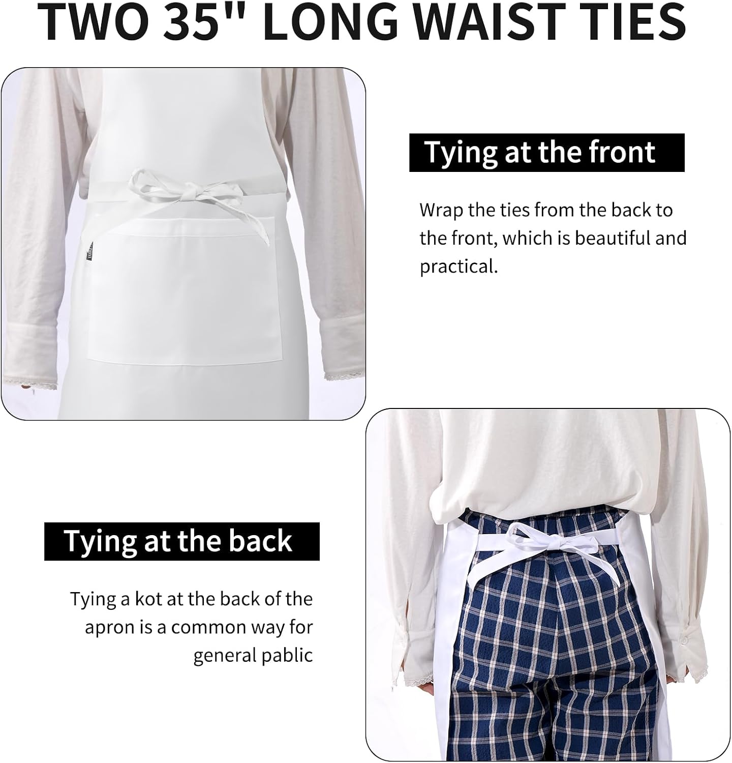 Chef Hat and Apron Set,Durable Bib Apron with 2 Pockets & Matching Hat，Perfect Chef Costume for Man and Woman,Chef
