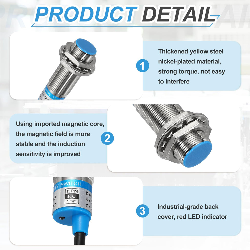 MECCANIXITY Inductive Proximity Sensor, NPN NC M18 5mm Approach Sensor