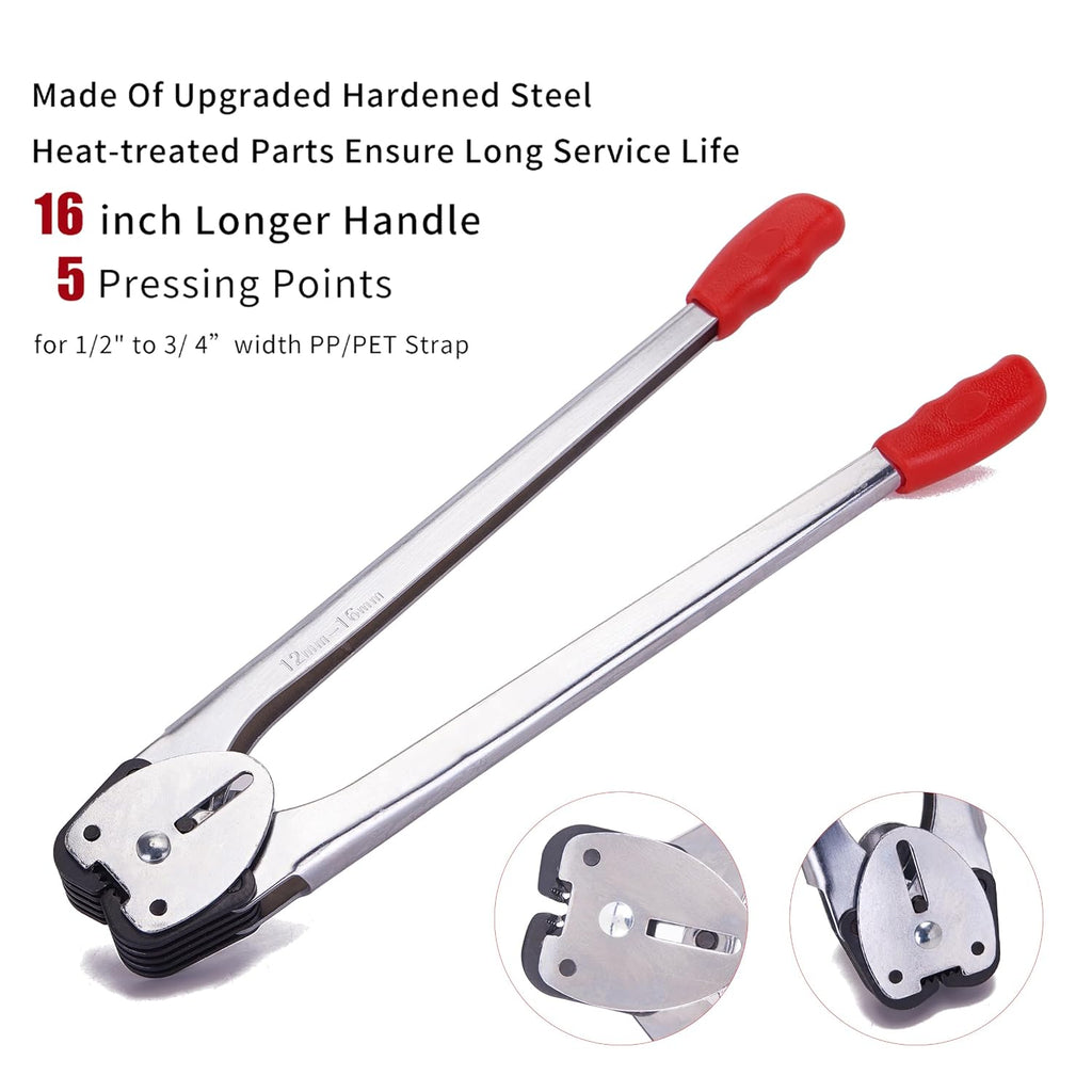 Banding Strapping Kit - Pallet Packaging Strapping Tool with Sealer Tools, 328' Length x 1/2" Wide, 100 Metal Seals
