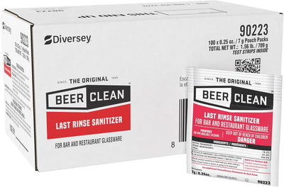 Diversey-90223 Beer Clean Last Rinse Glass Sanitizer, .25oz Powder Packet (100 Pack)