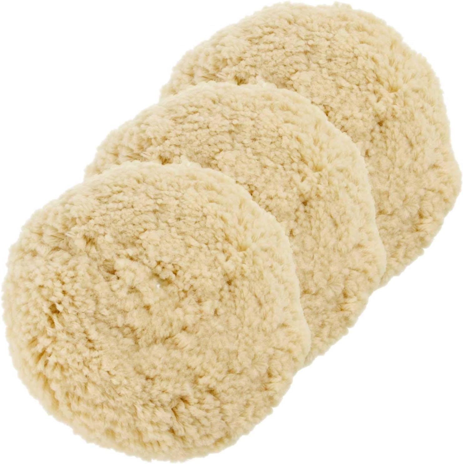 Wool Polishing Pads, 8"(200mm) 100% Natural Wool Buffing Pad with Hook & Loop Backing 4pcs Set Come with 5/8-11