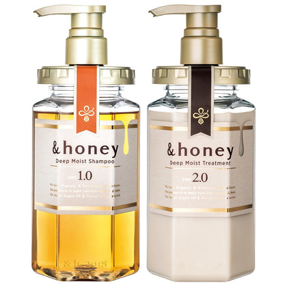 [Genuine Product] &honey Deep Moist Shampoo & Conditioner Set 440mL+450g/14.87.fl.Oz+15.69Oz (Sampoo and Conditioner