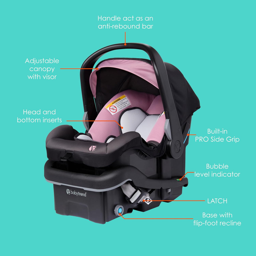 EZ-Lift PRO Infant Car Seat, Dash Rose – Lightweight Premium Carry, Plush Infant Cushioning, Adjustable Harness Support