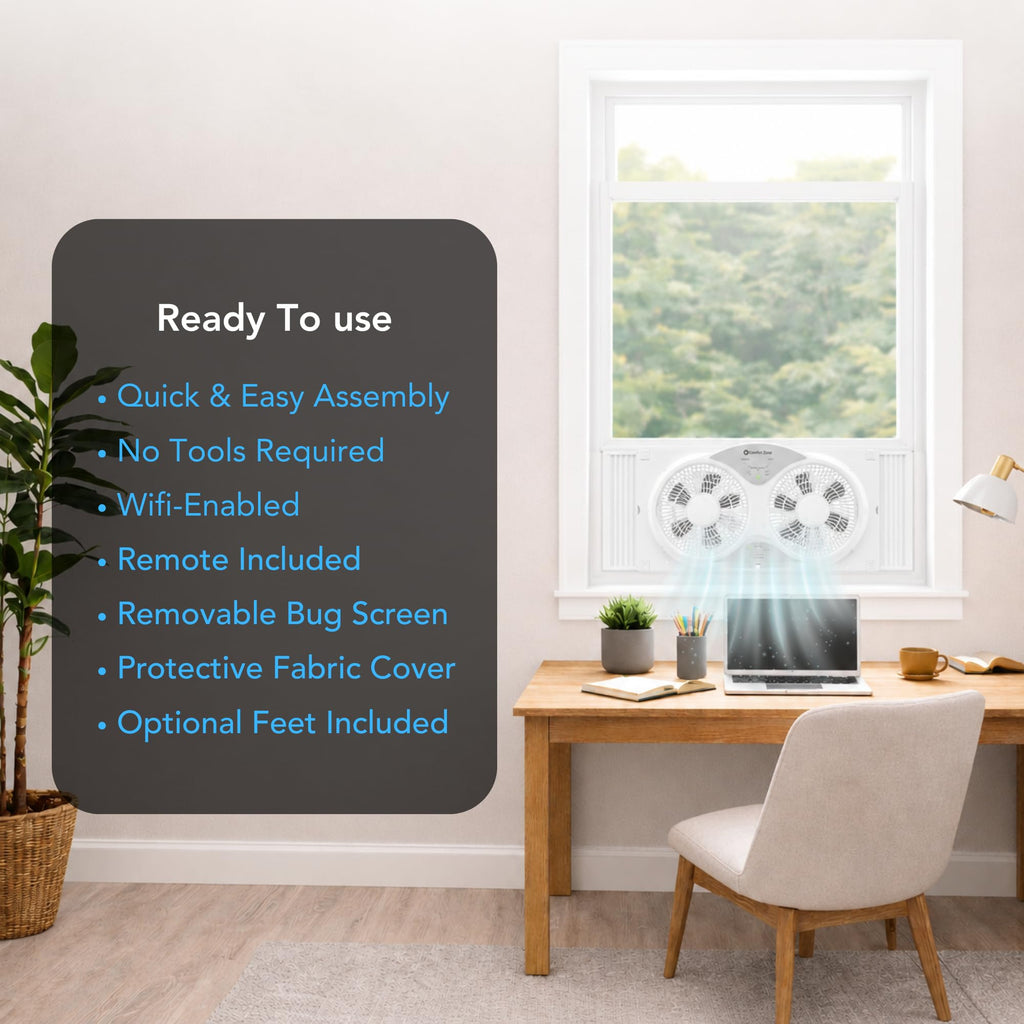 9" Smart Reversible Twin Window Fan with WiFi & Remote