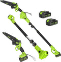 2-In-1 Electric Pole Saws for Tree Trimming, 6 Inch Mini Chainsaw Cordless with 2×4.0Ah Batteries, 14Ft Tree Trimmer