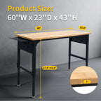 60" Heavy Duty Adjustable Workbench, 2300 LBS Load Capacity
