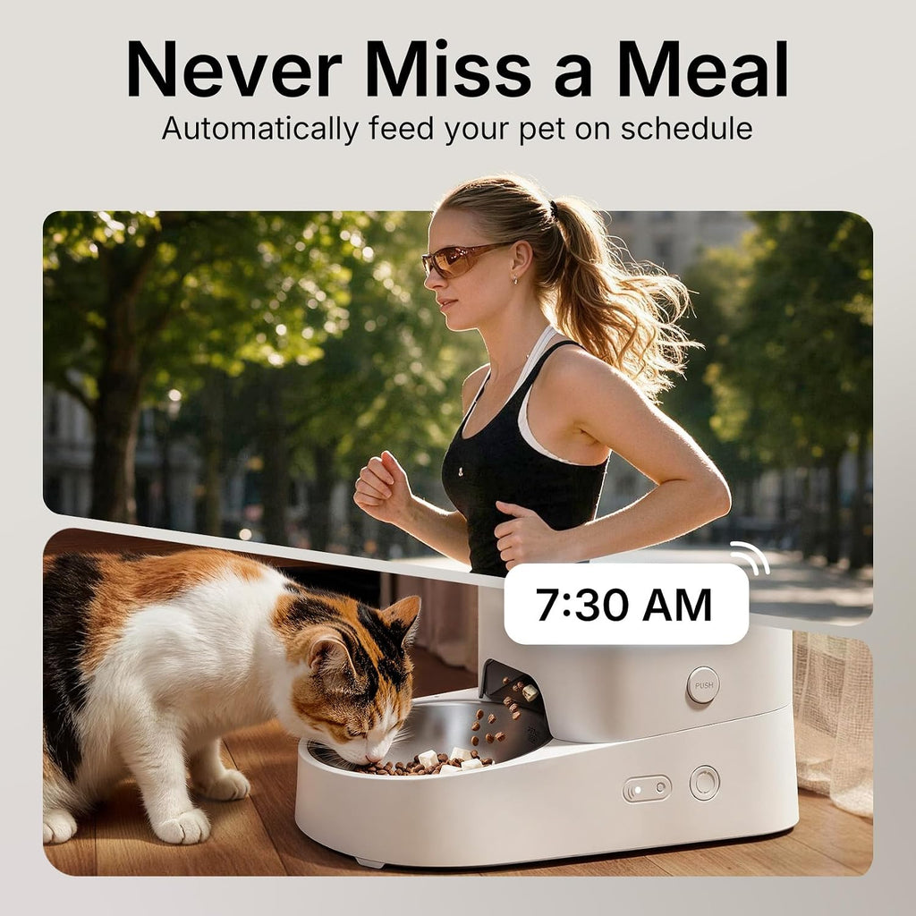 Automatic Cat Feeder, 2.4G WiFi Automatic Dog Feeder, App Control Pet Food Dispenser with Triple Fresh-Lock System
