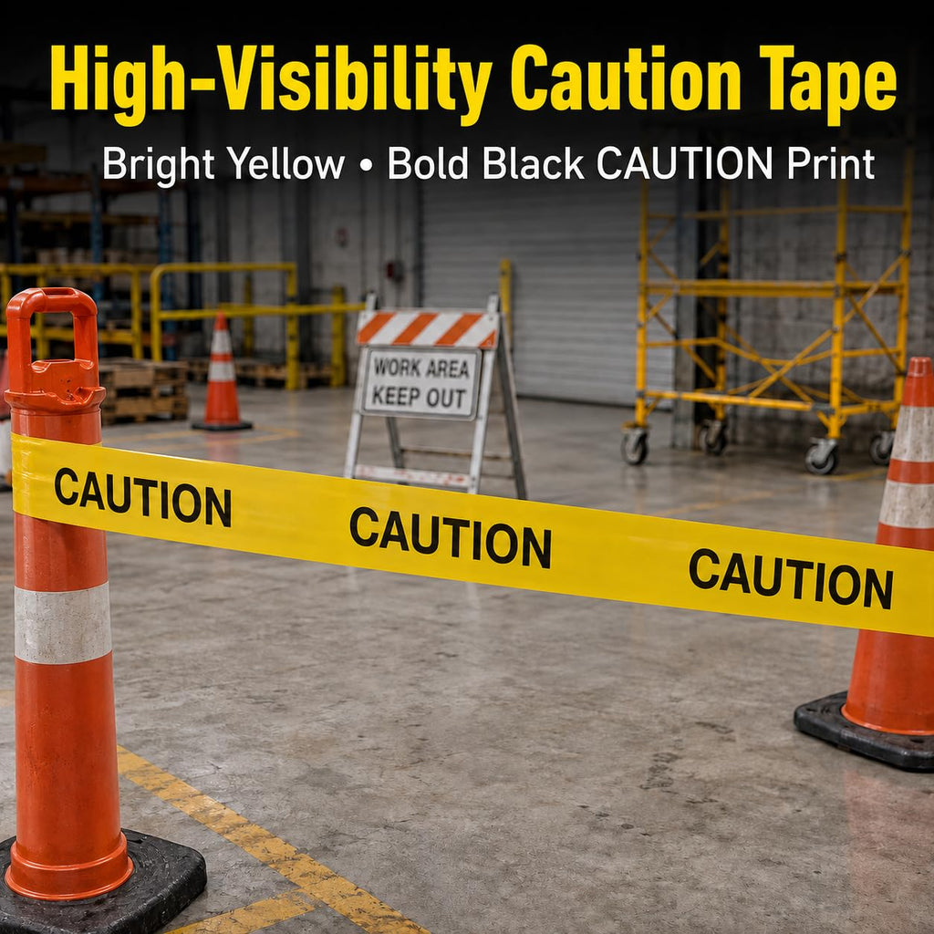 Yellow Caution Tape Roll Bulk, 6 Rolls x 1000ft, 6000 ft, 3" Wide | 6000 Ft Bulk Coverage, High-Visibility, Heavy