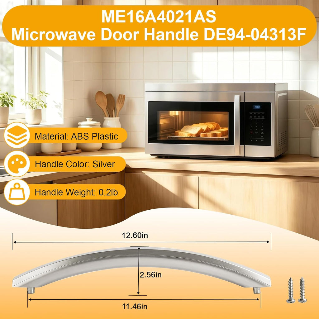 New Upgraded ME16A4021AS Microwave Door Handle, DE94-04313F Assembly Handle Compatible with Samsung ME16A4021AS/AA Microwave, Replaces for Samsung Microwave Door Handle ME16A4021AS, Same as OEM Handle
