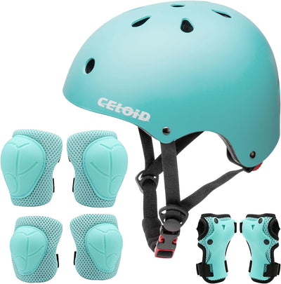 Kids Bike Skateboard Helmet Pad Set,Toddler Cyling Protective Gear Knee & Elbow Pads Wrist Guards for 5-8-10-12-14-16