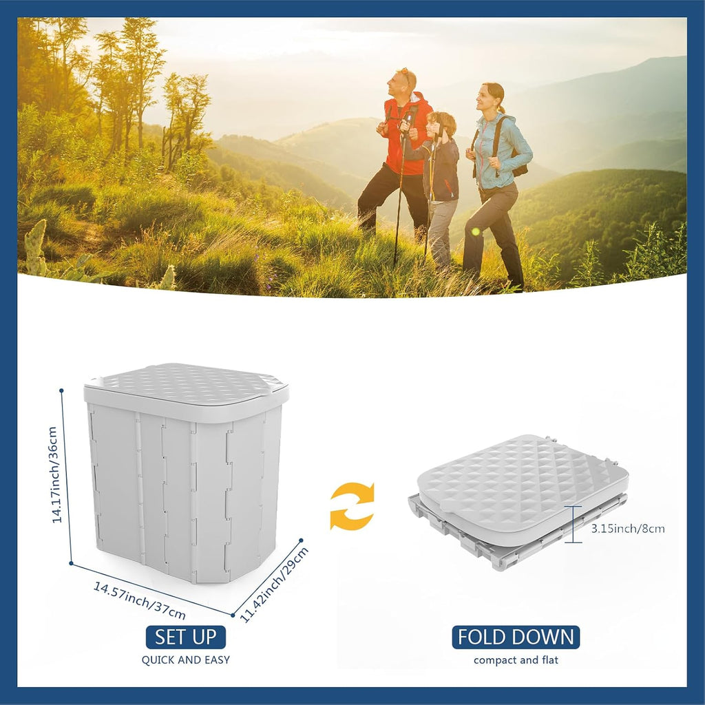 XL Portable Toilet for Adults & Kids, Extra Large Camping Toilet | XL Portable Folding Toilet with Lid,Travel