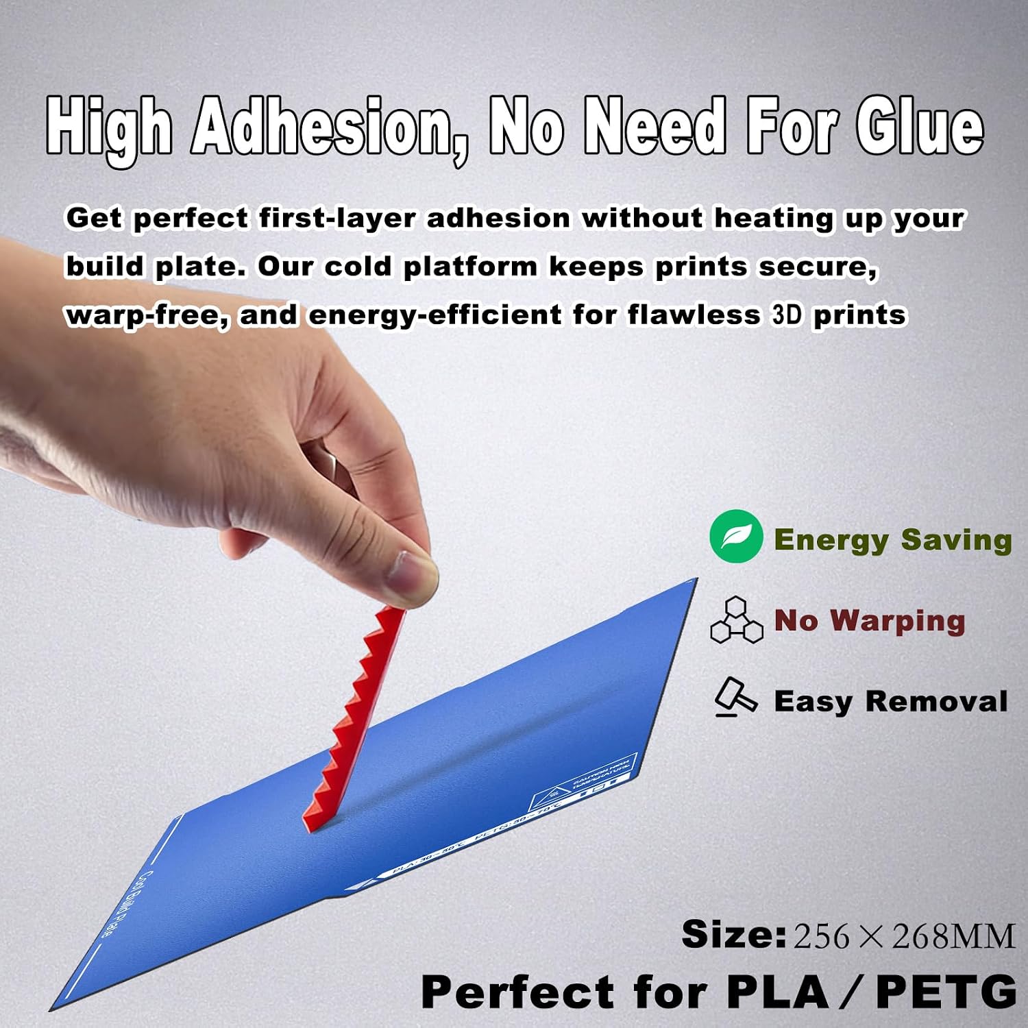 256x268mm Cold PEI Build Plate for Anycubic Kobra 3 V2/3/Combo/ACE Pro, Low Temperature Printing Bed, Flexible