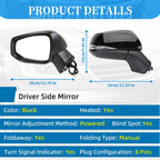 Black Left 8Pin For Toyota Rav4 Driver Side Mirror 2019-2023#TO1321350