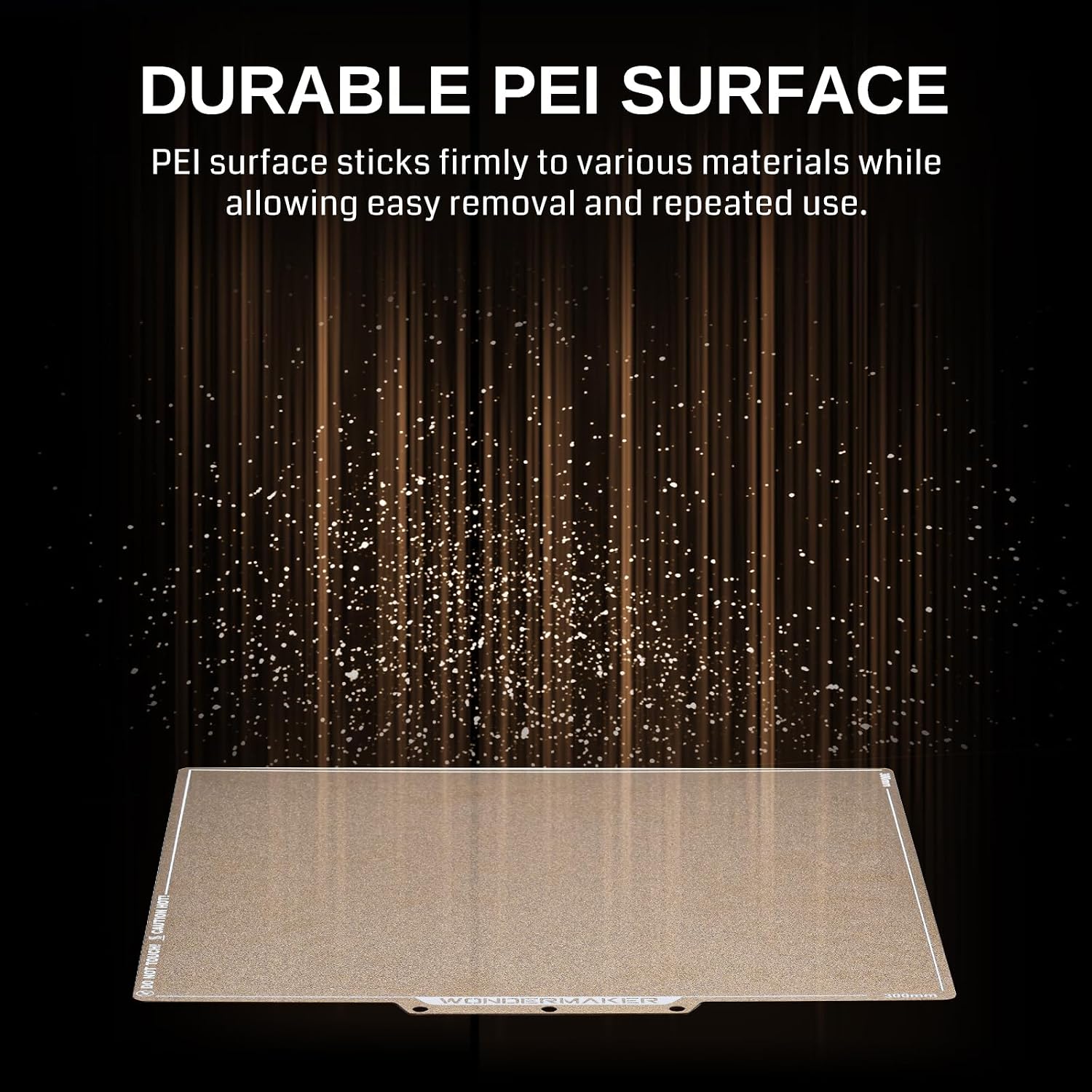 x WonderMaker ZR Double Sided PEI Spring Steel 300×300mm Build Plate, Textured PEI Magnetic Flexible Heated Bed, High