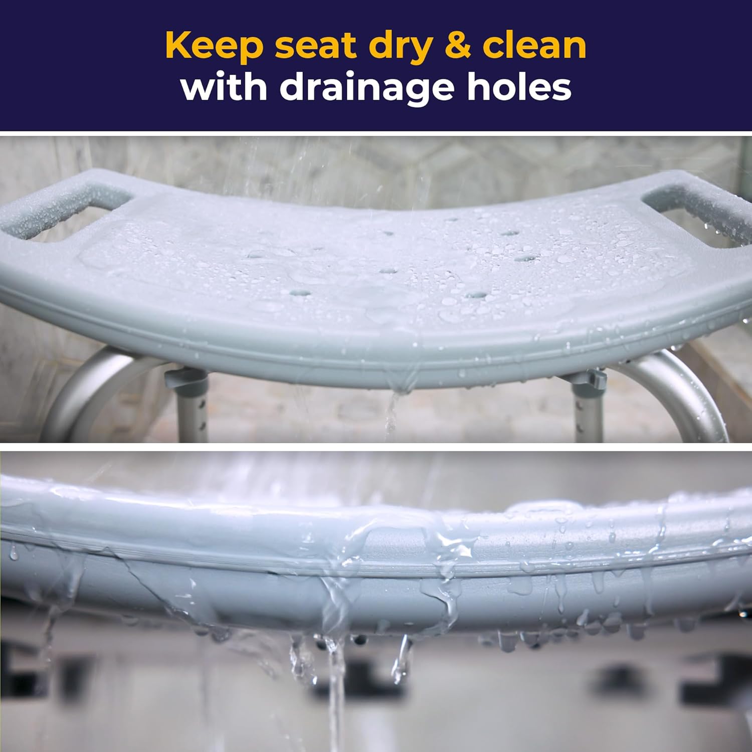 Shower Chair for Inside Tub & Shower, Adjustable Bath Seat with Suction Feet, Non-Slip Stool for Elderly & Disabled