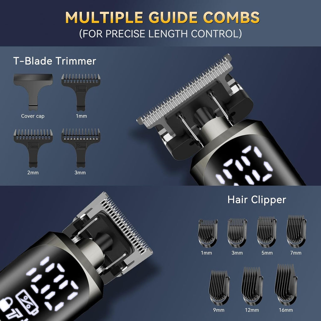 6-in-1 Men’s Grooming Kit, IPX6 Waterproof Electric Beard Trimmer, Cordless Hair Clipper for Beard, Nose, Ear & Body