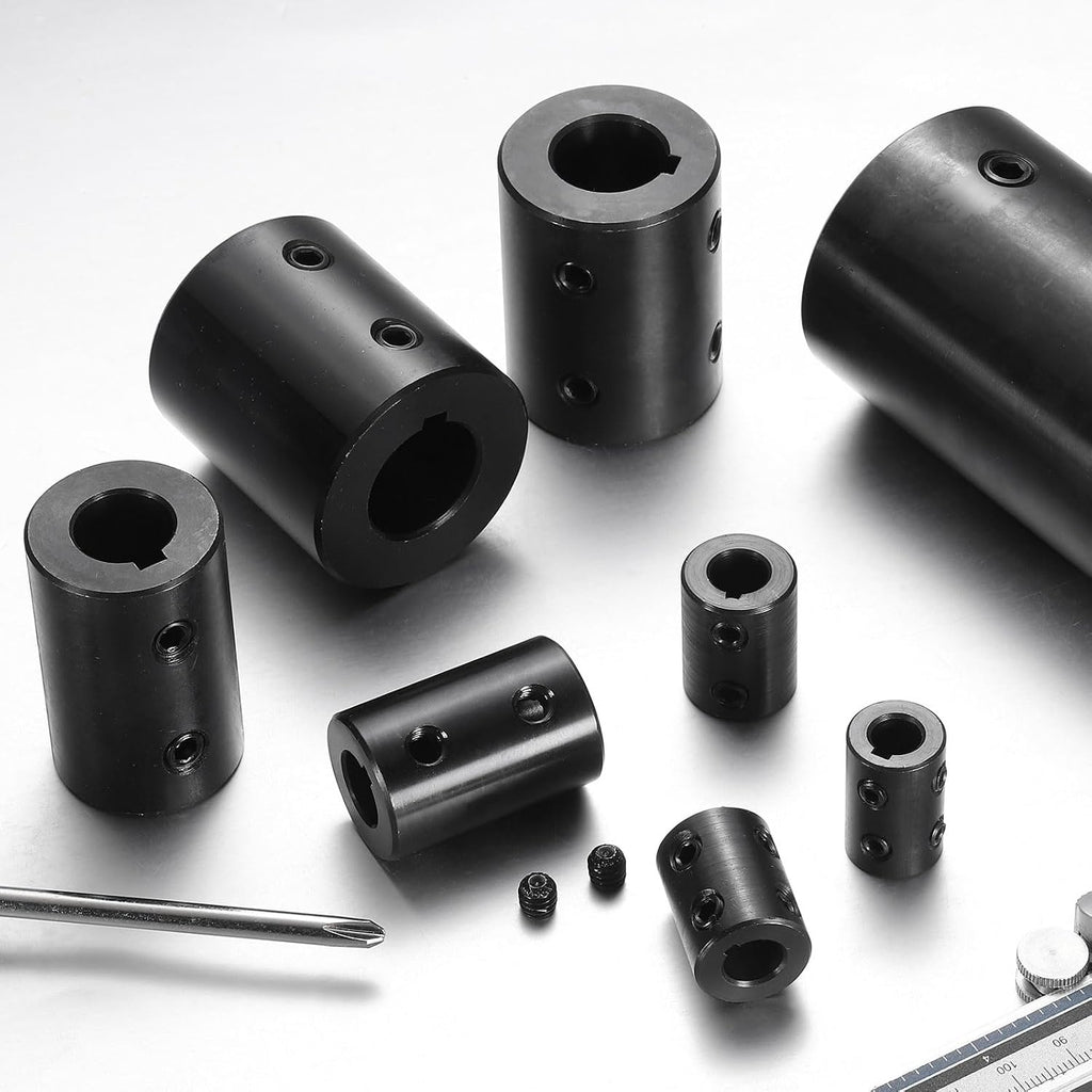 uxcell Shaft Coupling, 1/2" Bore 1" OD 1-1/2" Length Black Oxide Plated ASTM1045 Steel Rigid Coupling for 3D Printers Motor Wheel(4 Set Screws)