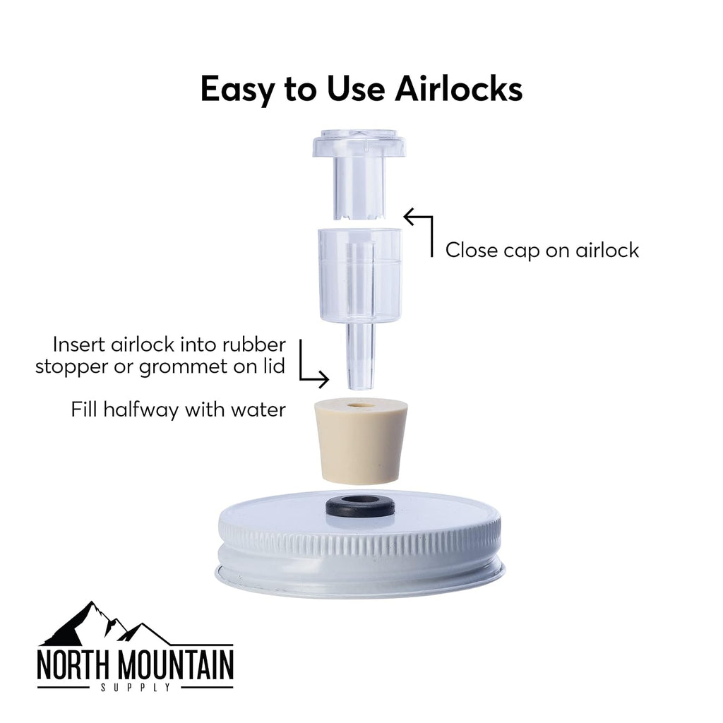 2-Piece Airlocks with #6.5 Rubber Stoppers for Fermentation - Airlocks for Wine Making, Brewing Beer, and Fermenting