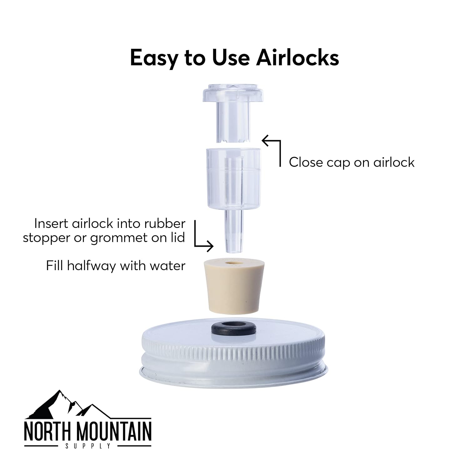 2-Piece Airlocks with #6.5 Rubber Stoppers for Fermentation - Airlocks for Wine Making, Brewing Beer, and Fermenting