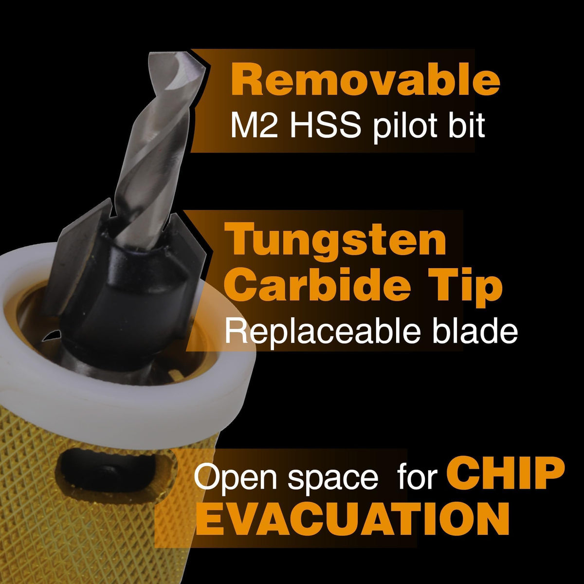 5/32" x 3/8" Carbide Tipped Countersink Bit with Depth Stop