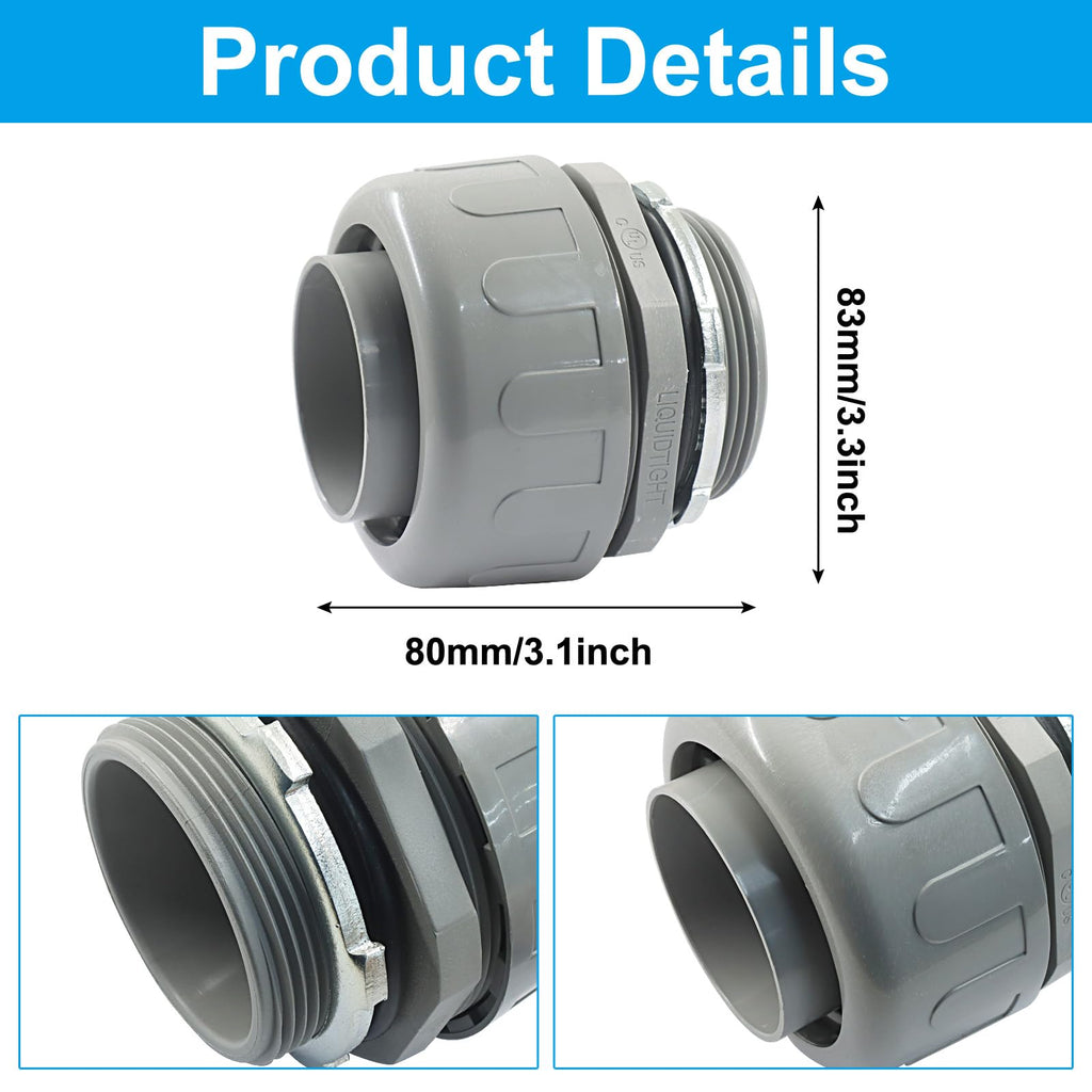 Moicstiy 2Pcs 2 Inch NPT Liquid Tight Connector