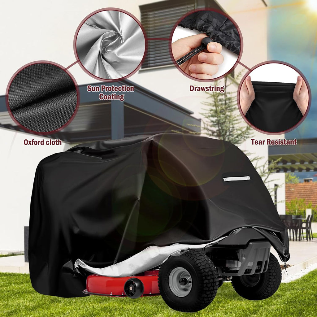 Outdoors Riding Lawn Mower Cover, 54'' Lawn Tractor Cover Heavy Duty | Waterproof,Tractor Decks up,Elastic Hem, PU