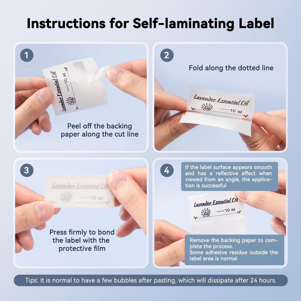 M2/M3 Self-Laminating Label Sticker 0.59''×1.97'', Black