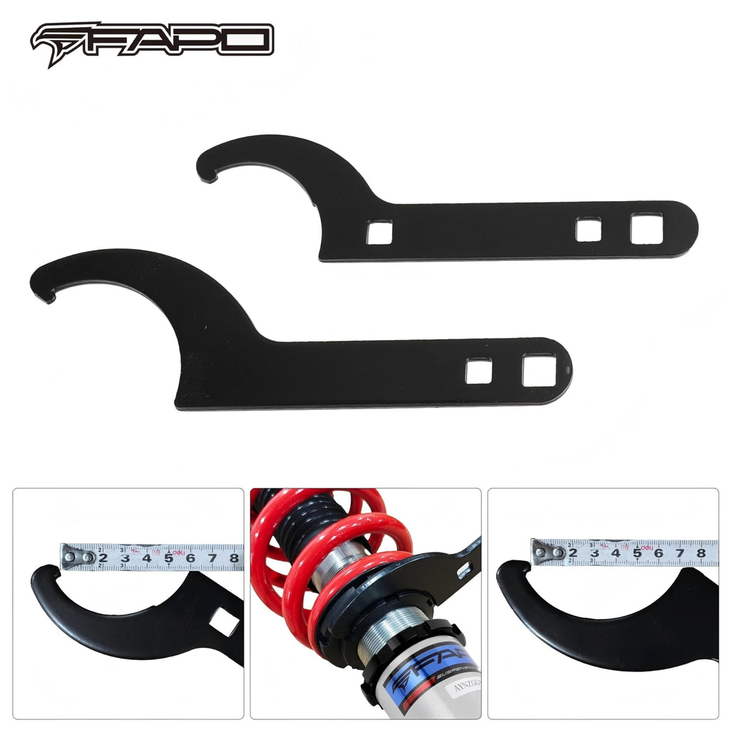 FAPO 2 Pcs Universal Coilover Shock Adjustment Tool, Steel Spanner Wrenches C-Shape Hook for Suspension Lowering Kits