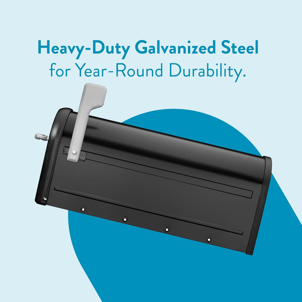 Chadwick Galvanized Steel Post Mount Mailbox, 8950B-10, Black, Medium Capacity | Galvanized steel build for outside
