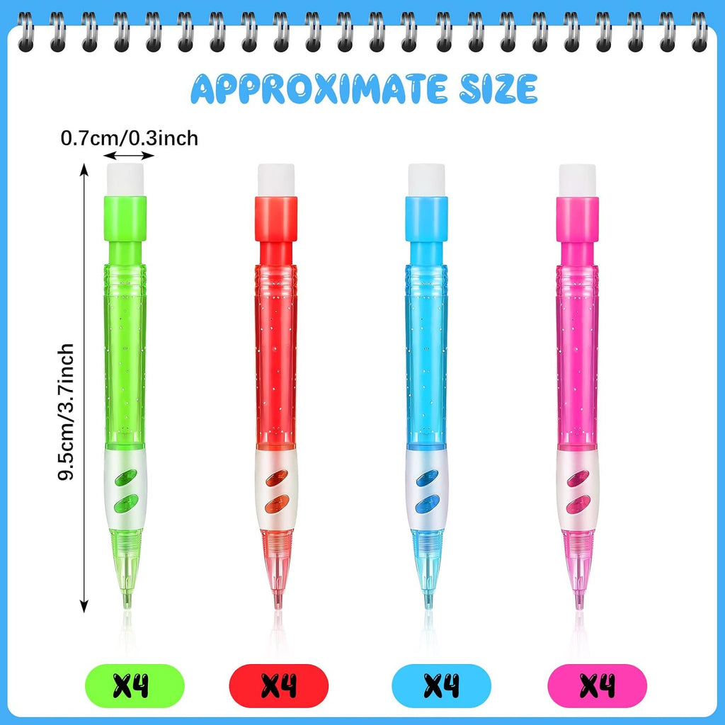 16 Pieces Assorted Mini Mechanical Pencils 0.7 mm Automatic Pencils with Mini Erasers Pens Stationery Supplies for