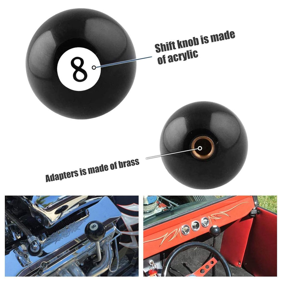 RYANSTAR 8 Ball Shift Knob Compatible with Manual Shifters Black