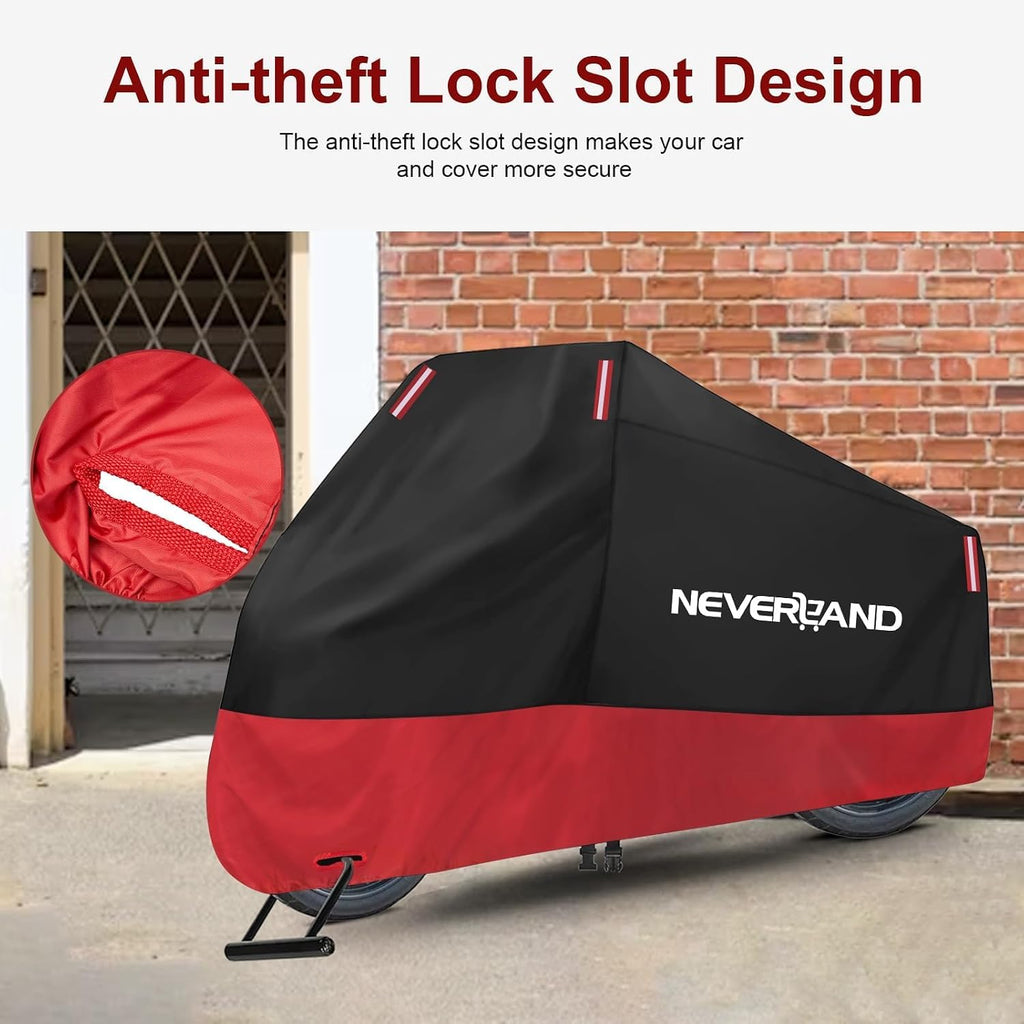 Motorcycle Cover 300D Waterproof Outdoor All Weather Protection | Universal Scooter Cover Against Dust, Rain, UV with
