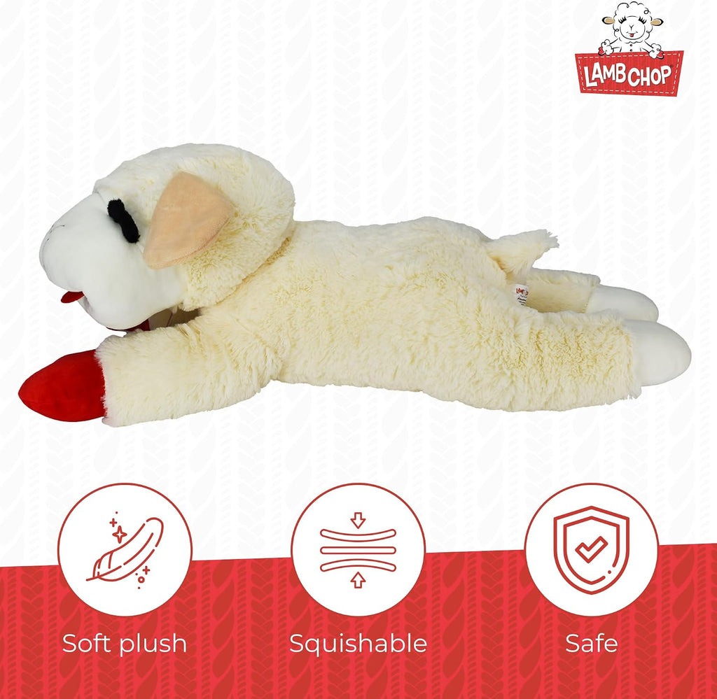 Lamb Chop Dog Plush Toy - Squeaky Toy for All Dogs - Extra Soft Plush - Stuffed Animal for Cuddling & Playing - Jumbo