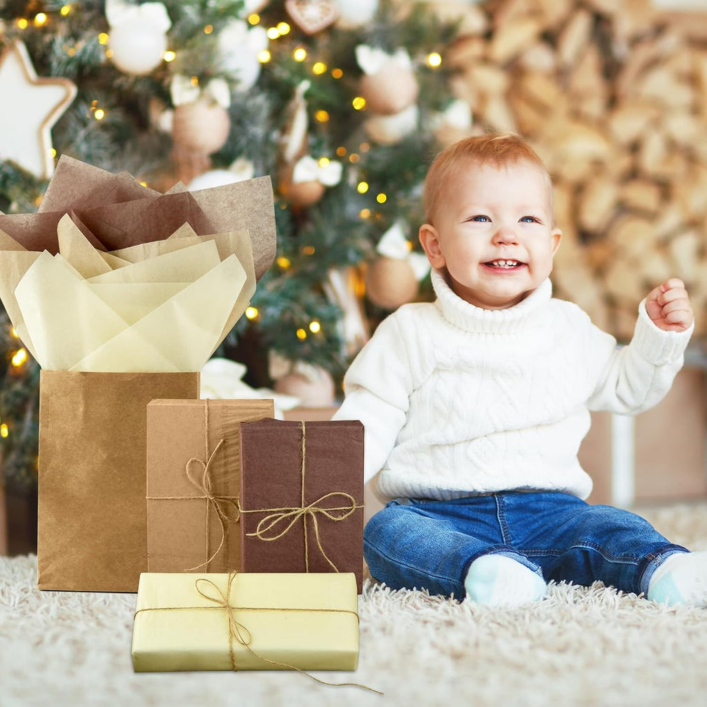 60 Sheets Assorted Brown Tissue Paper Set Gift Wrapping Paper