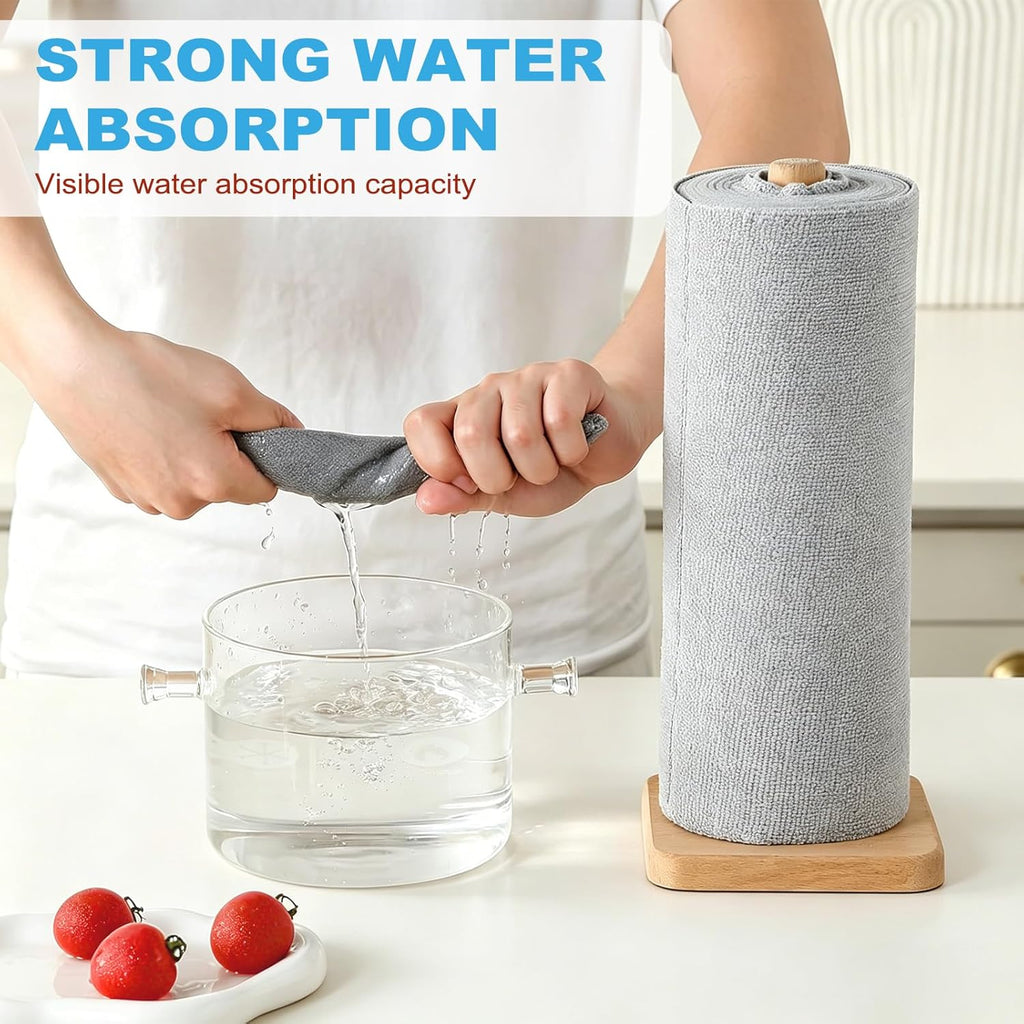 55 Pack Microfiber Cleaning Cloth Roll, Tear Away Reusable Paper Towels, 11" X 9", Ultra Absorbent & Lint Free