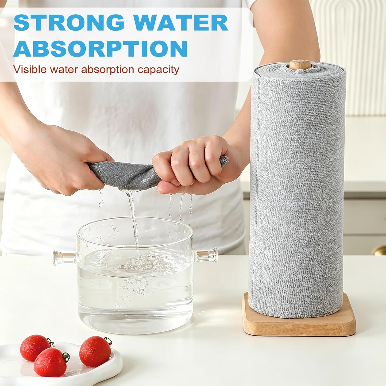 55 Pack Microfiber Cleaning Cloth Roll, Tear Away Reusable Paper Towels, 11" X 9", Ultra Absorbent & Lint Free