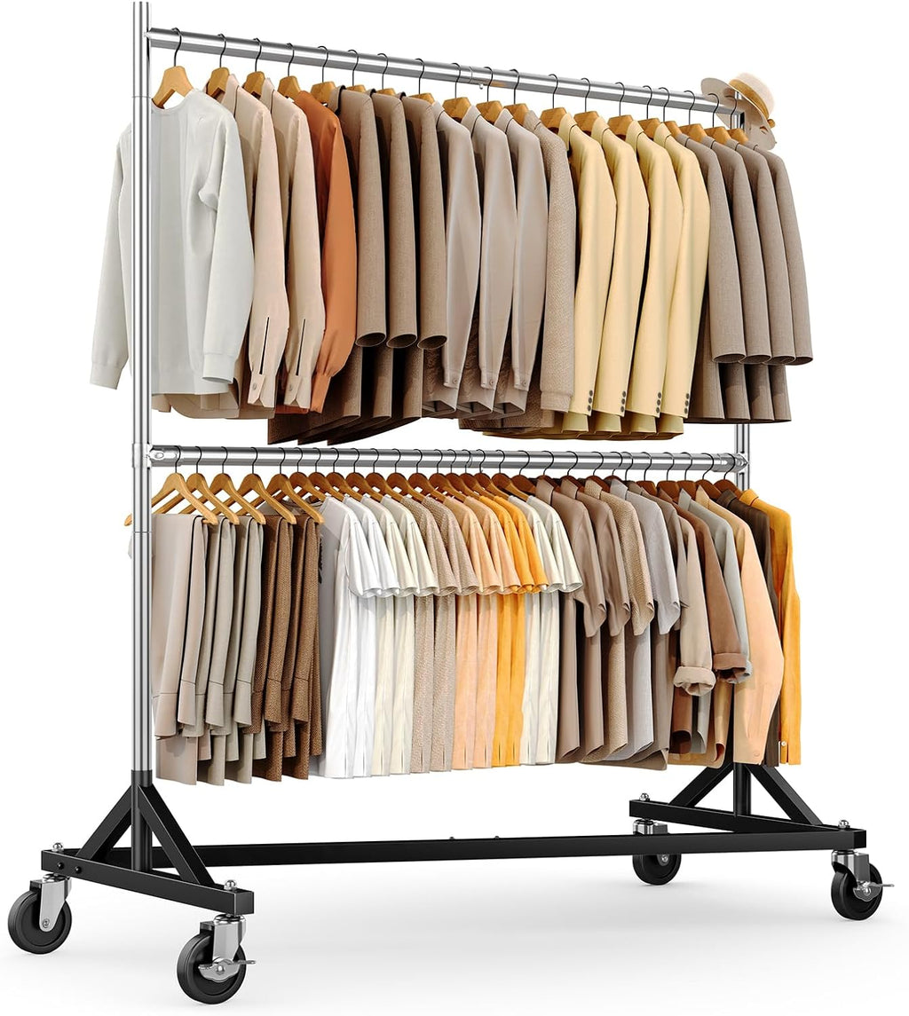 Z Rack, Clothes Rack Hold 550LB 86" H Adjustable Height Double Rod | Heavy Duty Clothing Rack, Large Storage Space