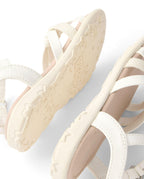 Adjustable Ankle Strap Flat Sandals,White/White,5